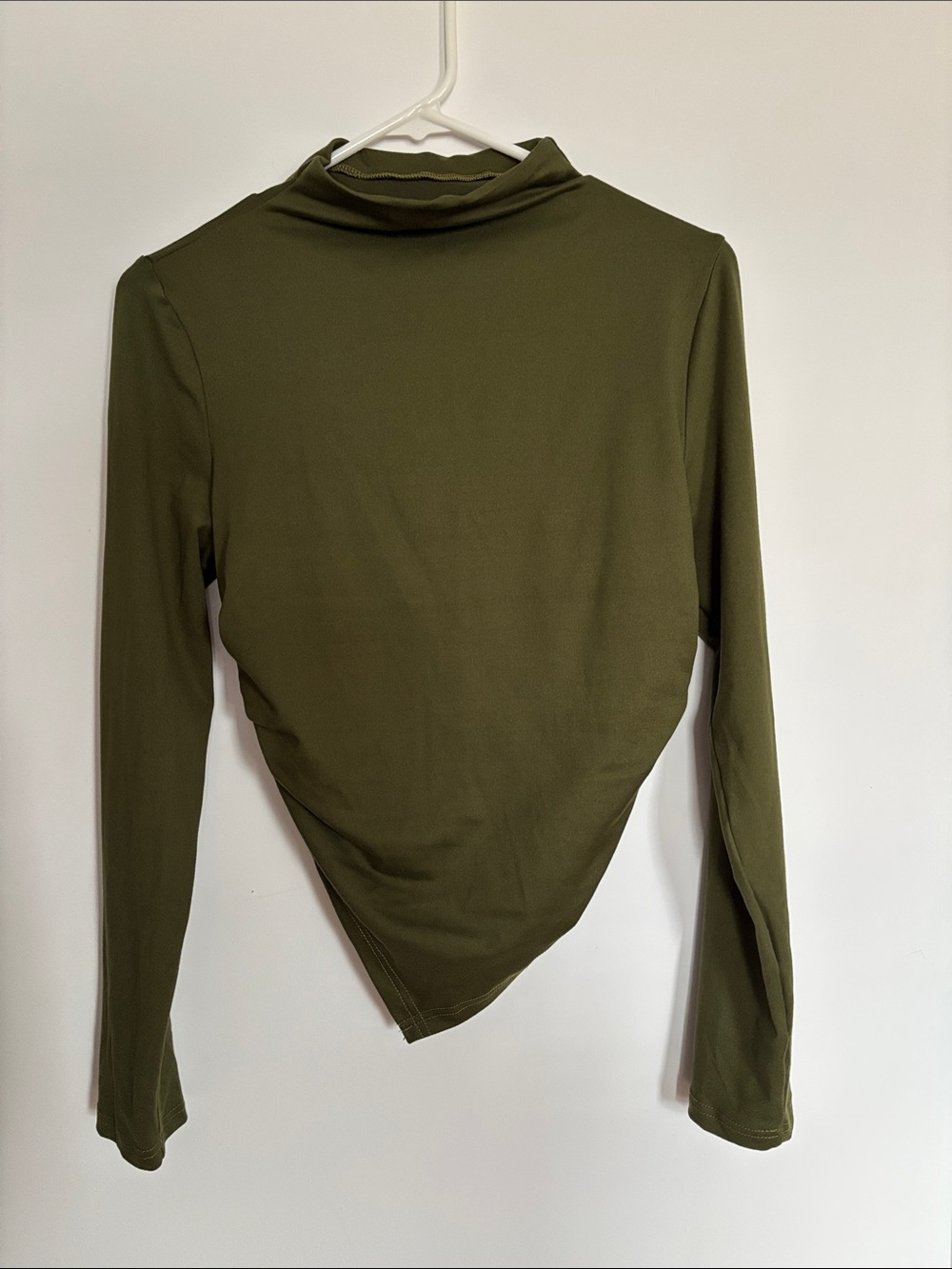 SHEIN Olive Green Long Sleeve Asymmetric Hem Top